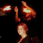Tanja with a fire artist